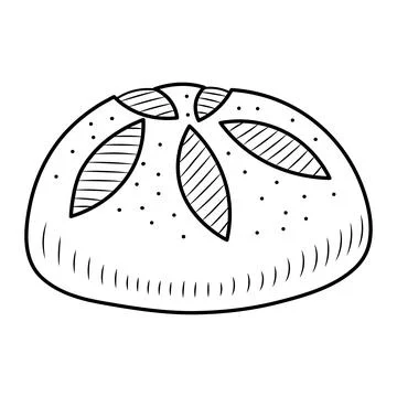 Bun bread in hand drawn style isolated on white background for poster, label or Stock Illustration