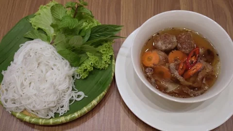 Bun Cha is a classic Vietnamese dish 库存影片 336472015