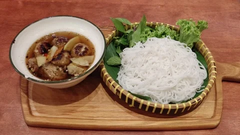 Bun Cha is a classic Vietnamese dish Video stock 339116880