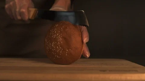 The bun is cut in half Stock Footage 93961863