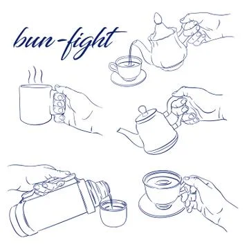 Bun fight set Stock Illustration