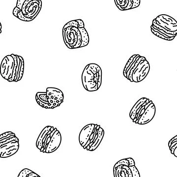 Bun food meal bread vector seamless pattern Stock Illustration
