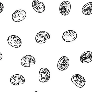 Bun food meal bread vector seamless pattern Stockillustratie