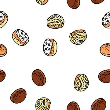 Bun food meal bread vector seamless pattern 스톡 일러스트