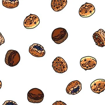 Bun food meal bread vector seamless pattern イラスト素材
