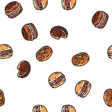 Bun food meal bread vector seamless pattern 스톡 일러스트