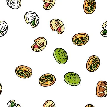 Bun food meal bread vector seamless pattern イラスト素材