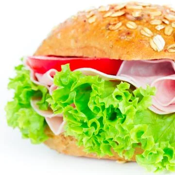 Bun with ham isolated Stock Photos