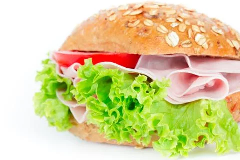 Bun with ham isolated Stock Photos