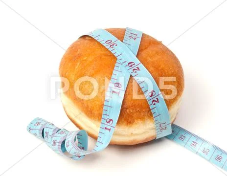Bun for the hamburger with tape measure Stock Photos