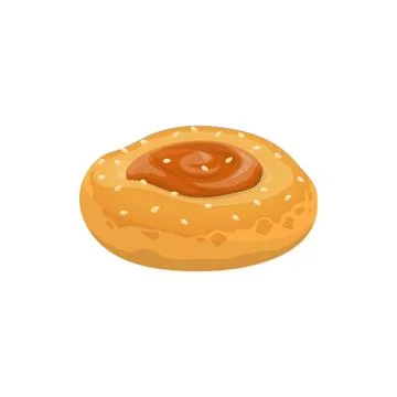 Bun with jam in middle isolated cookie Stock Illustration