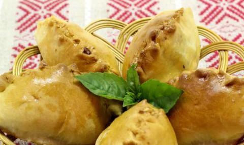 Bun with meat Stock Photos