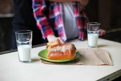 Bun with milk 10 Stock Photos