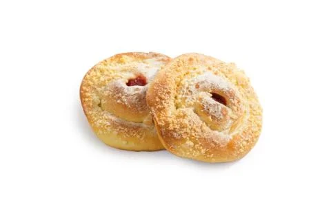 Bun with powdered sugar Stock Photos