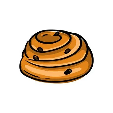 Bun with raisins. Vector hand drawn illustration Stock Illustration