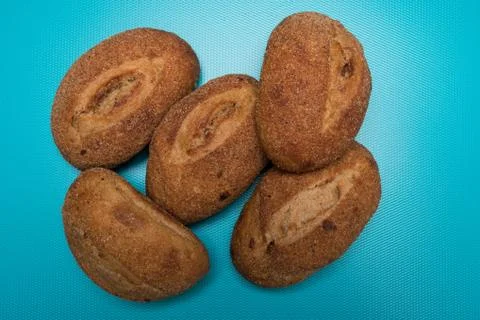 Bun studio image. Buckwheat Bread. Buns made from rye flour. Stock Photos