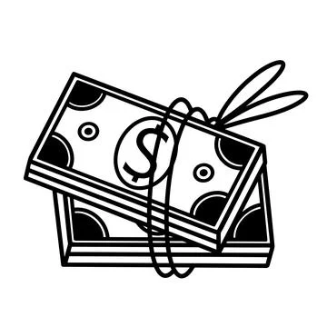 Bunch of American dollars vector icon. A stack of money tied with a rope Stock Illustration