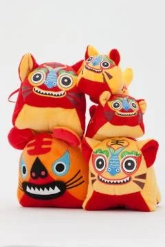 A bunch of auspicious tigers Stock Photos