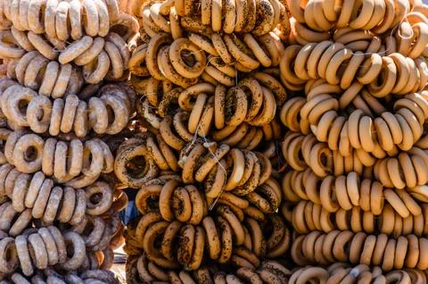 Bunch of the bagels on a table Stock Photos