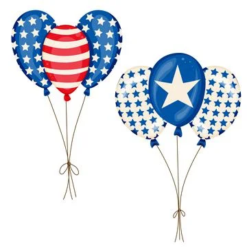 Bunch of balloons with american flag elements vector design Stock Illustration