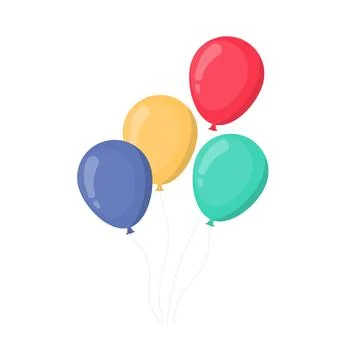 Bunch of balloons of different color isolated on white background. Vector ill Stock Illustration