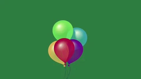 A bunch of balloons on green screen and animated chromakey background elements Видео 335122415