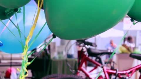 Bunch of balloons with musicians on background Stock Footage 42969078