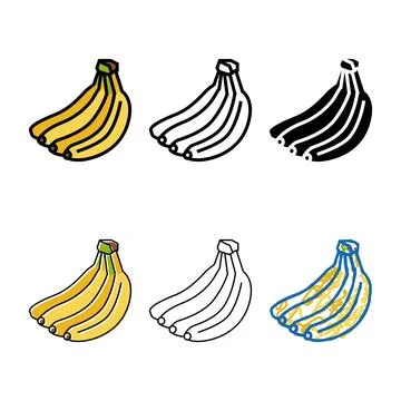 Bunch banana forms color icon vector Stock Illustration
