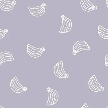 Bunch banana line seamless pattern Stock Illustration