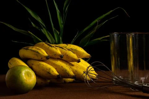 A bunch of banana on the table Stock Photos