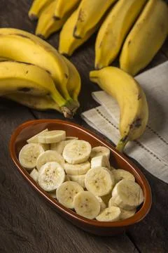 Bunch of banana on the table Stock Photos
