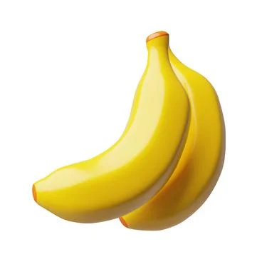 Bunch of bananas 3D plastic style, vector tropical fresh fruit, cartoon yellow Stock Illustration