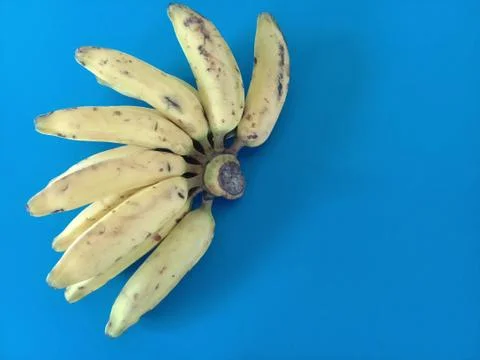 Bunch of bananas with blue background Stock Photos