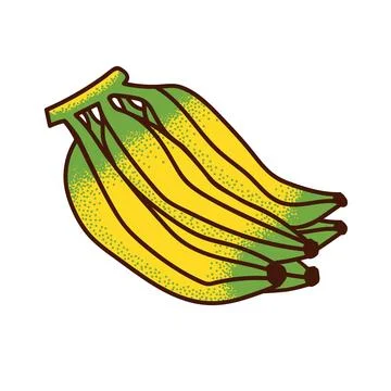 Bunch of bananas. Vector doodle illustration on white background. Stock Illustration