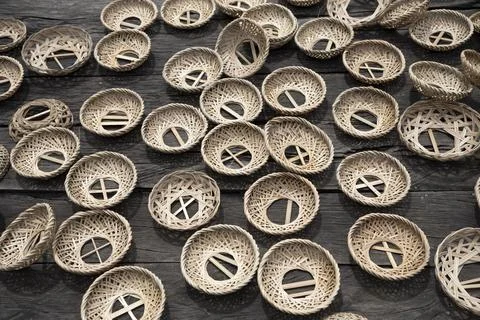 A bunch of baskets with a cross on them Stock Photos