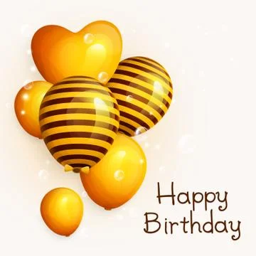 Bunch of birthday yellow balloons with pattern. Stock Illustration