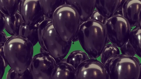A bunch of black balloons on green screen and with screen green screen Stock Footage 335148968