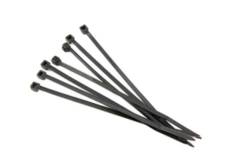 Bunch of black cable ties Foto stock