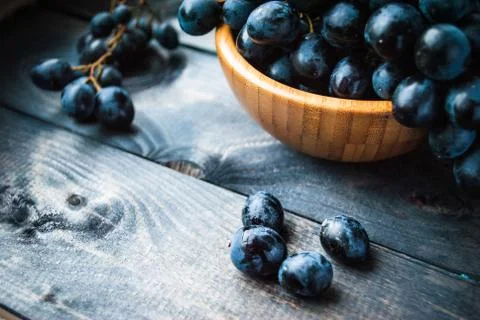 Bunch of black grapes Stock Photos