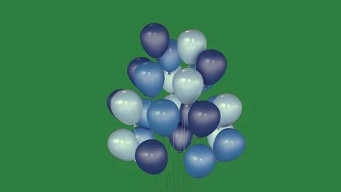 A bunch of blue and white balloons green screen design style motion elements Stock Footage 336051306