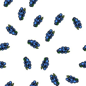 Bunch of blueberries leaf vector seamless pattern 스톡 일러스트