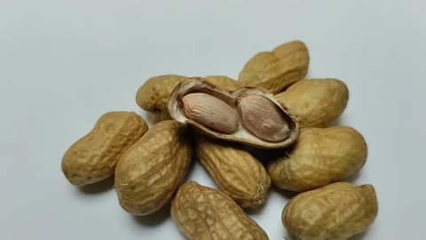 A bunch of boiled peanuts on a white background. Stock Footage 293124185