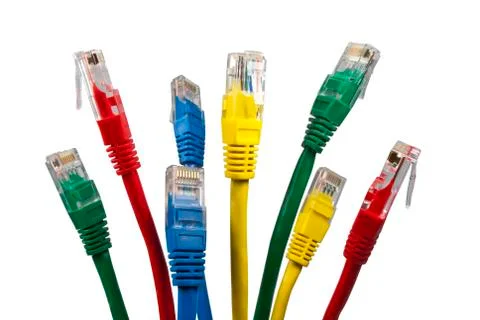 Bunch of brightly multi coloured ethernet network cables Stock Photos