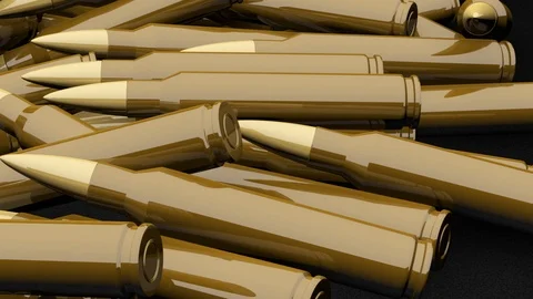 Bunch Bullets Closeup Flying Stock Footage 99816057