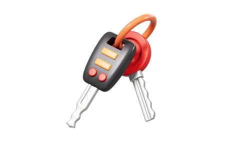 A bunch of car keys on the white background, 3d rendering. Stock Illustration