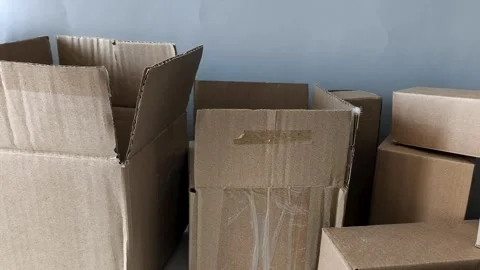 A bunch of cardboard boxes. Warehouse of goods, parcels. Logistics company Stockbeeldmateriaal 330040079