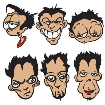 Bunch of cartoon faces Stock Illustration