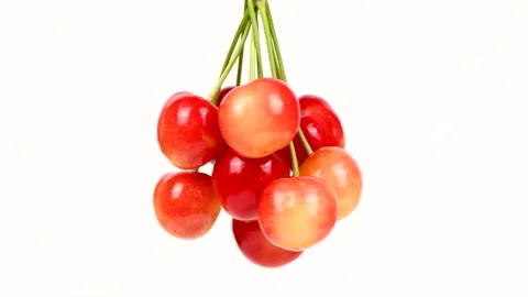 A bunch of cherries rotate clockwise. Fresh juicy sweet cherry rotate. Stock Footage 157128181