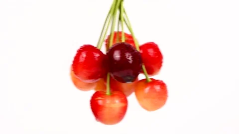 A bunch of cherries vibrates like a pendulum. Stock Footage 157128621