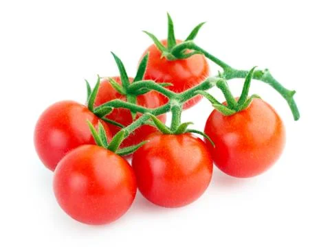 Bunch of cherry tomatoes isolated on white background Stock Photos